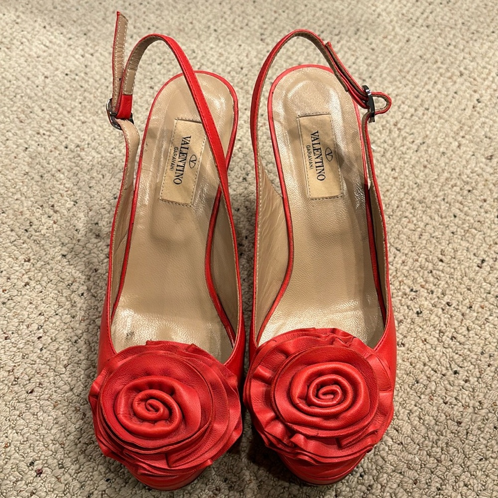 Valentino Sling Back Peep Toe Wedge